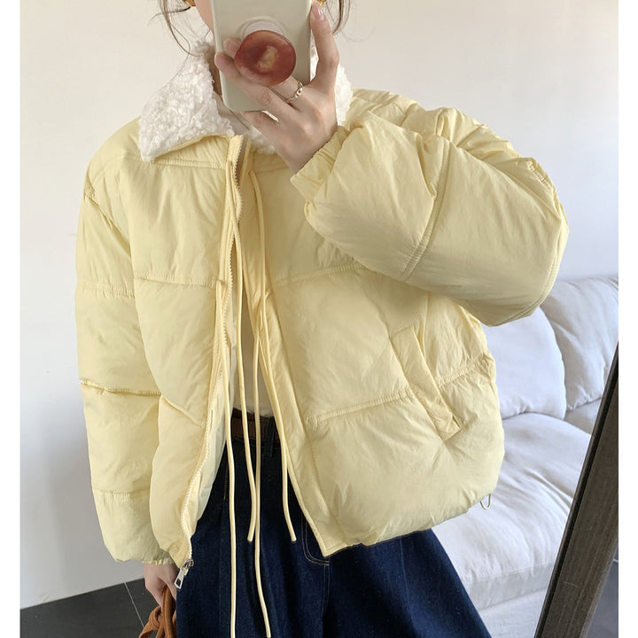 Damen Trendige Steppjacke mit Teddykragen und praktischen Taschen Drune