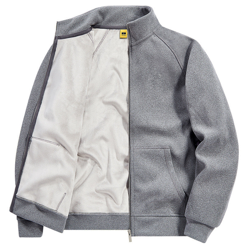 Herren Isolierte Plüschfutter-Sweatjacke mit Stehkragen und verdeckten Innentaschen Drune