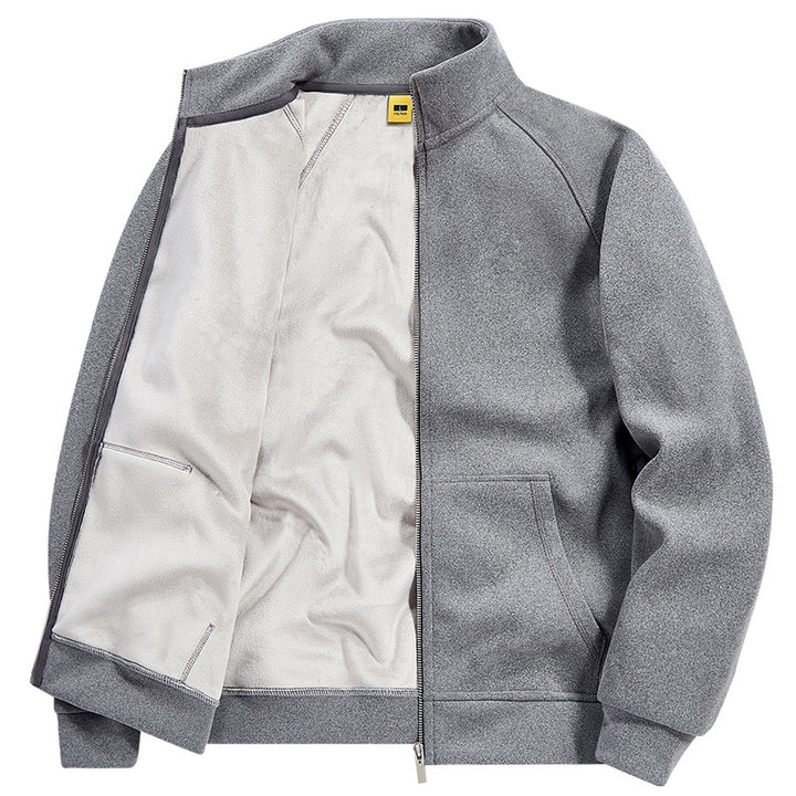 Herren Isolierte Plüschfutter-Sweatjacke mit Stehkragen und verdeckten Innentaschen Drune