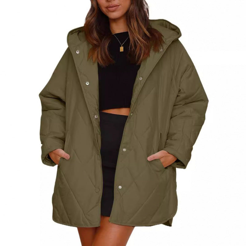 Damen warme Steppjacke mit Kapuze Drune