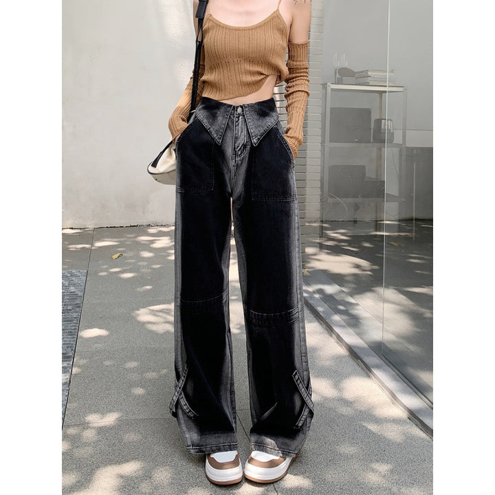 Damen Weit geschnittene Jeans mit innovativen Seitenschlitzen Drune