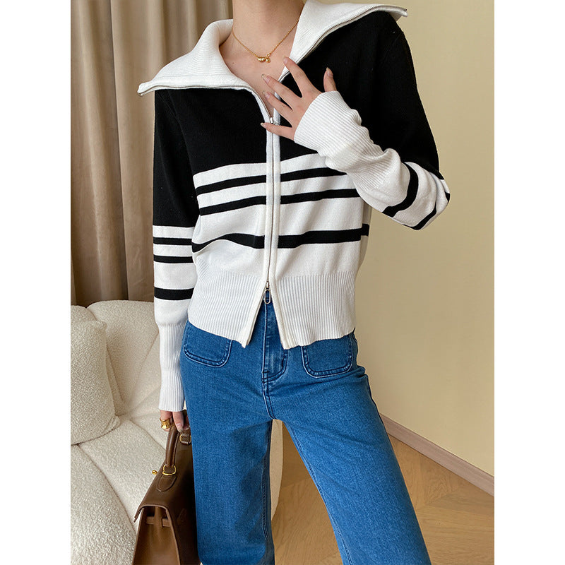 Damen modische Strickjacke mit Reißverschluss Drune