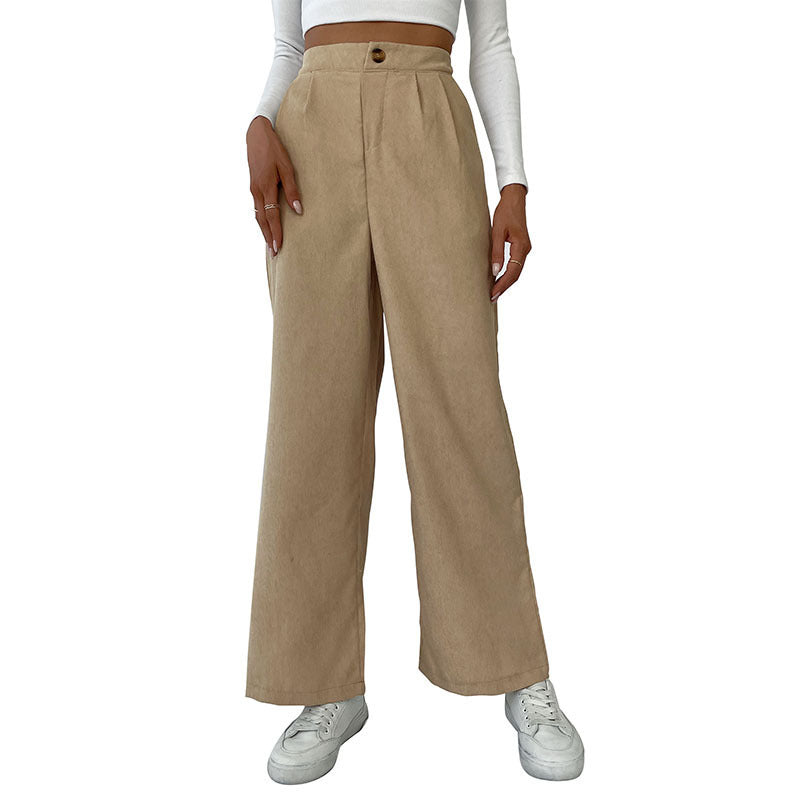 Damen Elegante Hochwaisted Hose mit weitem Bein Drune