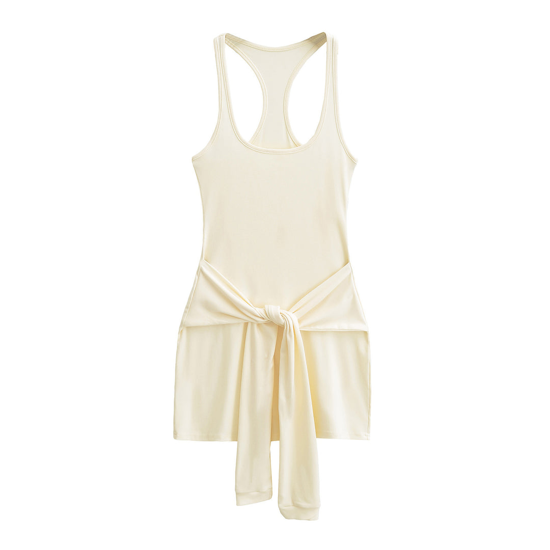 Damen lässiges Sommerkleid mit Knotendetail Drune