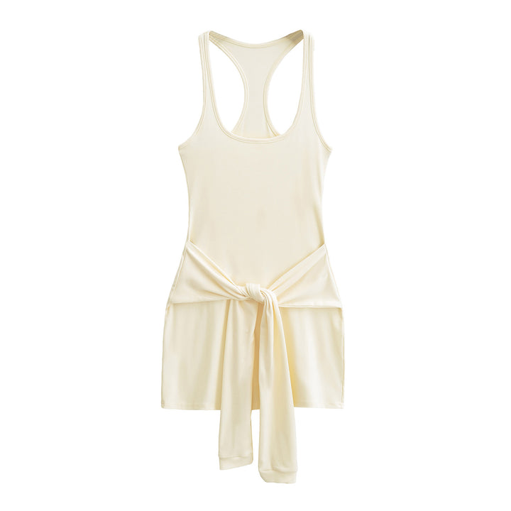 Damen lässiges Sommerkleid mit Knotendetail Drune