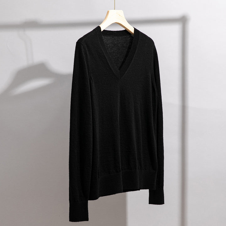 Herren Feiner V‑Ausschnitt-Pullover aus Merinomischung mit leichtem Strukturstrick Drune