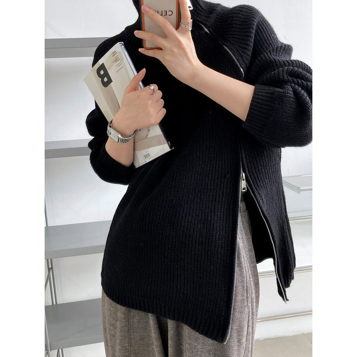 Drune | Übergröße Gestrickter Damenpullover mit Kragen