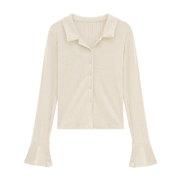 Damen Langarmshirt mit modischen Volantärmel Drune
