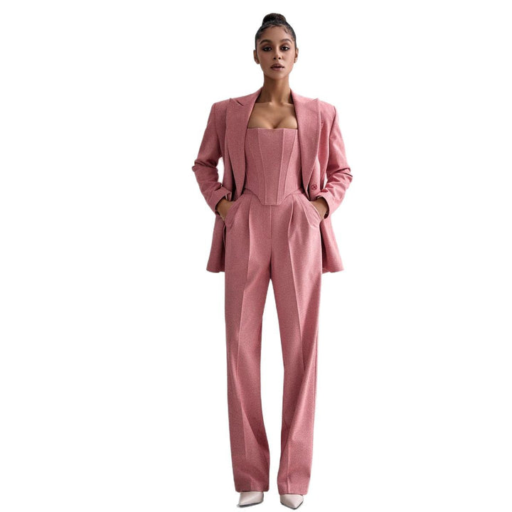 Damen Blazer mit Taillengürtel und schickem Revers Drune