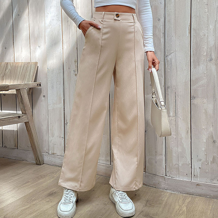 Damen Elegante Hochtaillierte Stoffhose Drune