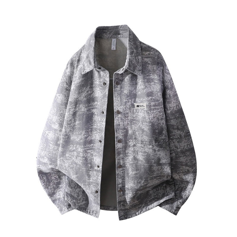 Herren Oversize-Jeanshemdjacke mit washed Effekt, Brusttasche & Druckknopfleiste Drune