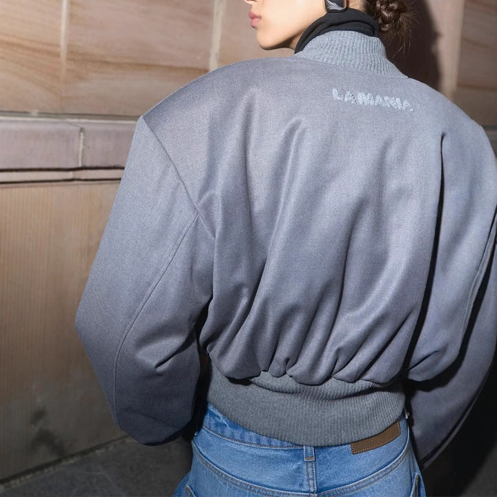 Damen lässige Übergangsjacke mit voluminösen Ärmeln und Druckknopfdetail Drune