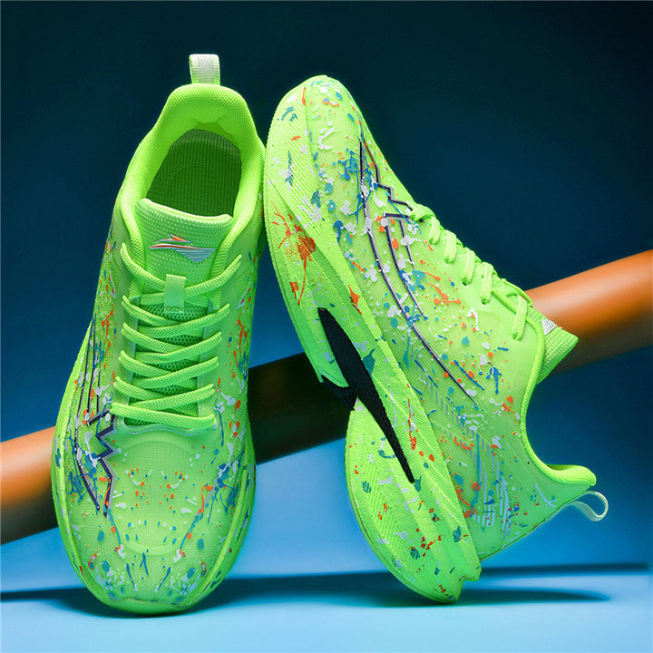 Unisex künstlerische Laufsneaker mit Spritzlack‑Design, reaktiver Hohlkern‑Dämpfung und Drehverschluss Drune