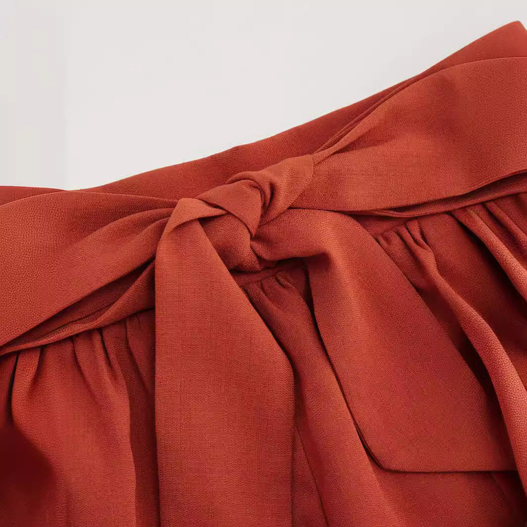 Damen Modische Wickelhose mit Bindegürtel Drune