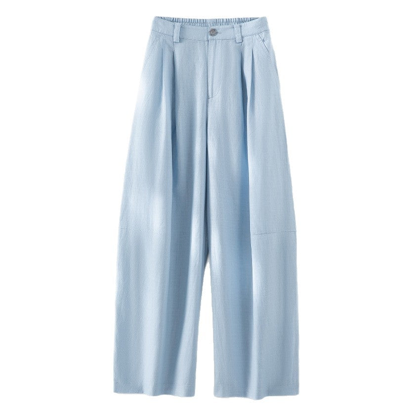 Damen Leichte High-Waist Palazzo-Hose mit vorderer Bundfalte, teilelastischem Bund und seitlichen Eingrifftaschen Drune