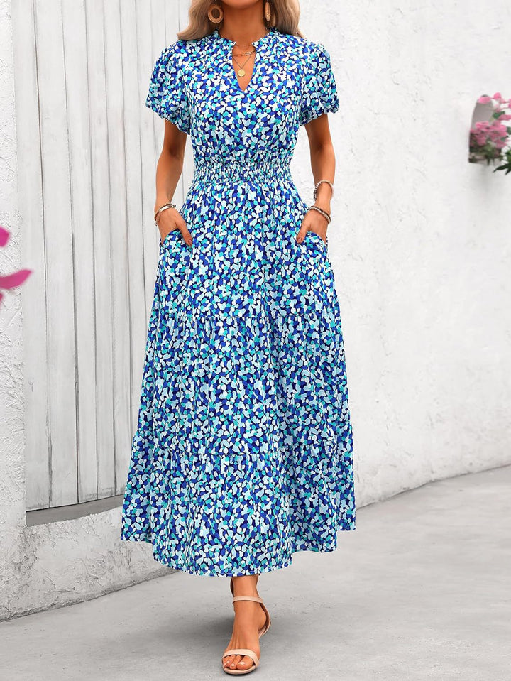 Damen Maxi-Kleid mit floralen Mustern und rüschendem Saum Drune