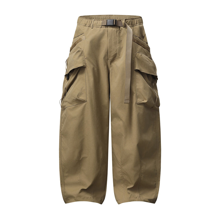 Damen Weite Cargo‑Culotte mit aufgesetzten Taschen und integriertem Webbing‑Gürtel Drune