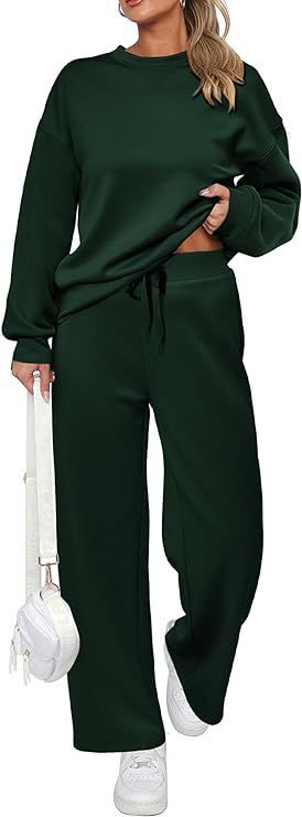 Damen nan zweiteiliges French-Terry Lounge-Set mit oversized Rundhals-Pullover und weitem Highwaist-Jogger Drune