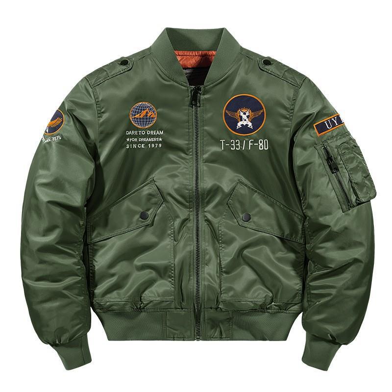 Herren Aviator-Bomberjacke im Military-Look mit gestepptem Thermofutter und Schulterpatches Drune
