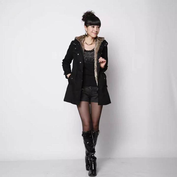 Damen Warm gefütterte Outdoor-Jacke mit Kapuze Drune