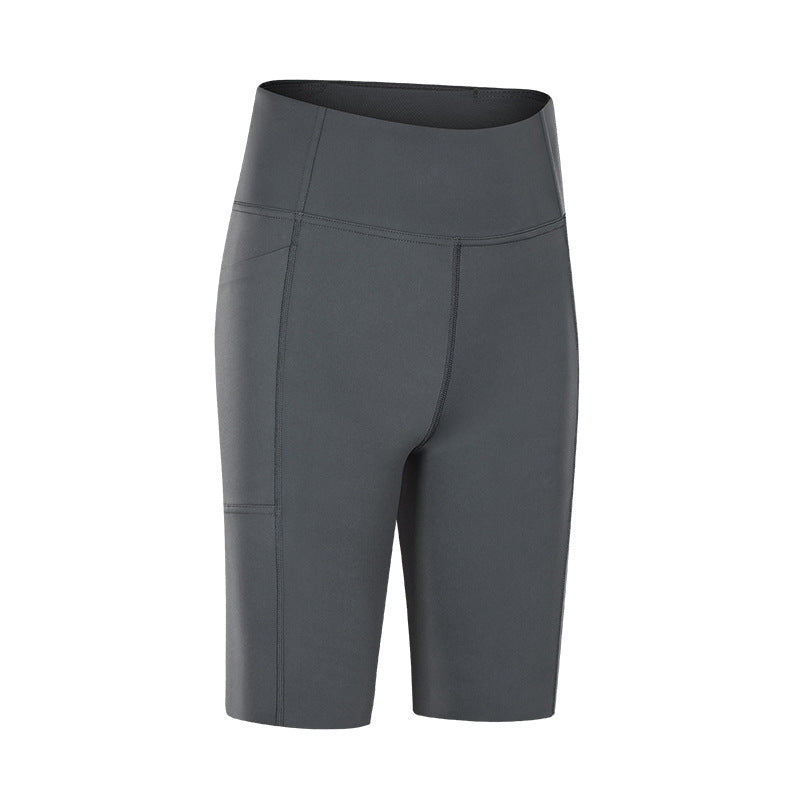 Damen Kompressions-Sportshorts mit hohem Bund und integrierten Seitentaschen Drune