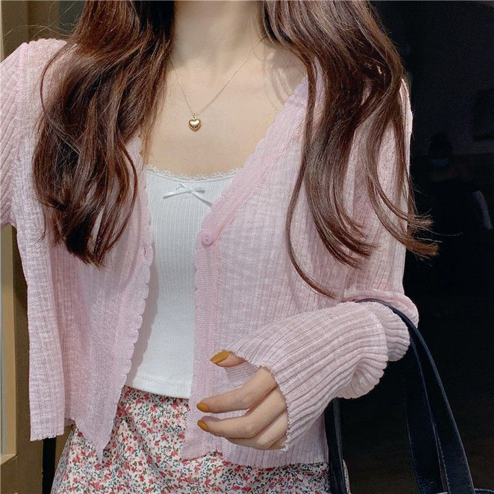Damen lässige Strickjacke mit dekorativem Knopfdesign und gerippten Abschlüssen