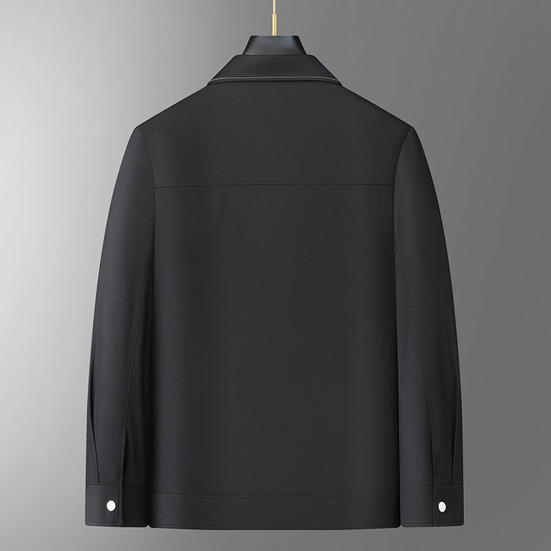 Herren Minimalistische Hemdjacke aus softem Vegan-Kunstleder mit verdeckter Druckknopfleiste Drune
