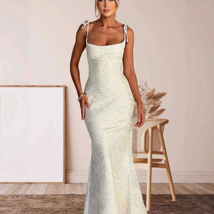 Damen Elegantes Maxikleid mit verführerischen Spaghettiträgern Drune