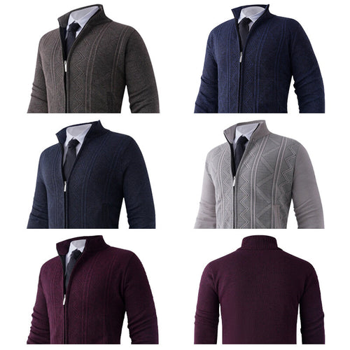 Herren Strick-Zipjacke mit Stehkragen und dezentem Rautenmuster Drune
