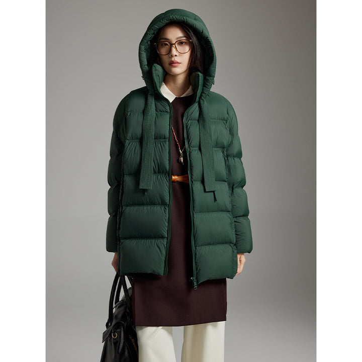 Damen Steppige wärmende Daunenjacke mit Kapuze und weiter Silhouette Drune