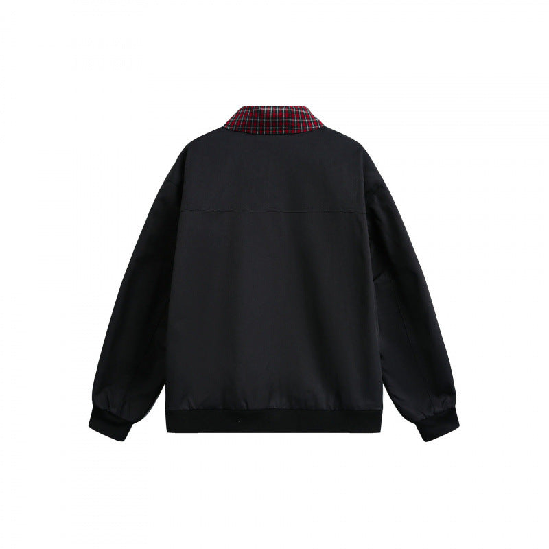 Unisex Wende-Reißverschlussjacke mit kariertem Muster und glatter Rückseite Drune