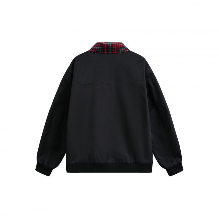 Unisex Wende-Reißverschlussjacke mit kariertem Muster und glatter Rückseite Drune