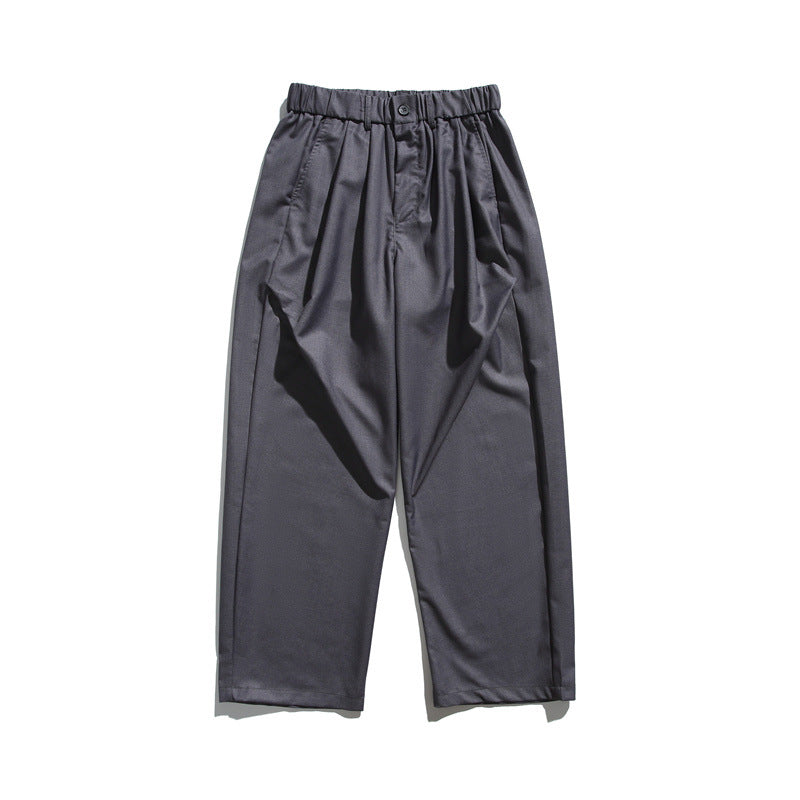 Herren Locker geschnittene Bundfalten-Cropped-Hose mit elastischem Bund und Bügelfalte Drune