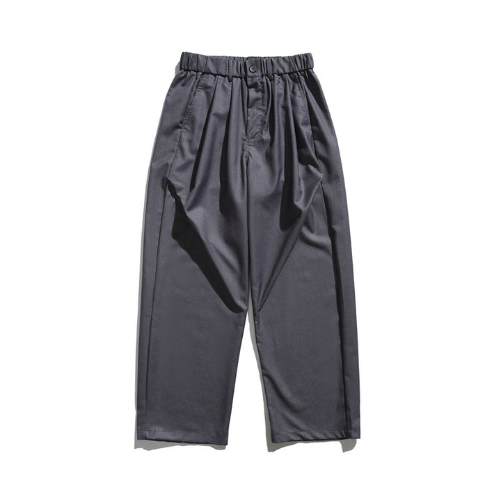 Herren Locker geschnittene Bundfalten-Cropped-Hose mit elastischem Bund und Bügelfalte Drune