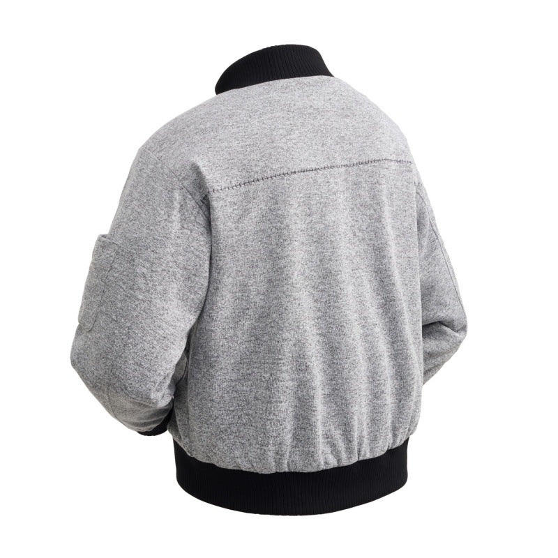 Herren Wollmix-Bomberjacke mit Stehkragen, Rippbündchen und Utility-Ärmeltasche Drune