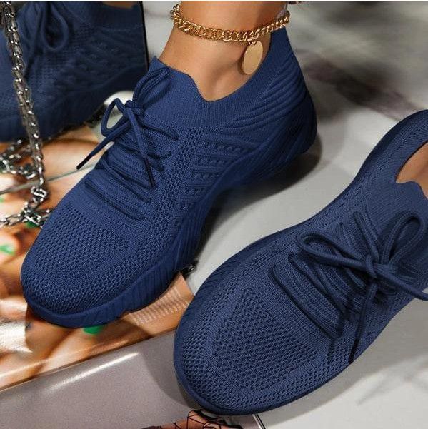 Damen Atmungsaktive Strick-Sneaker mit elastischem Schaft und rutschfester Profilsohle Drune