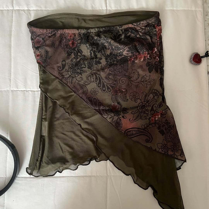Damen Raffiniertes Oberteil mit floralem Design und asymmetrischem Schnitt Drune