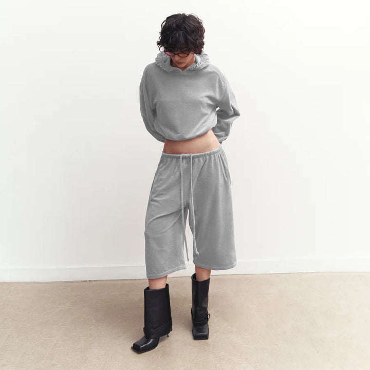 Damen kuscheliges Fleece-Loungewear-Set mit weiten Hosen und praktischen Taschen Drune