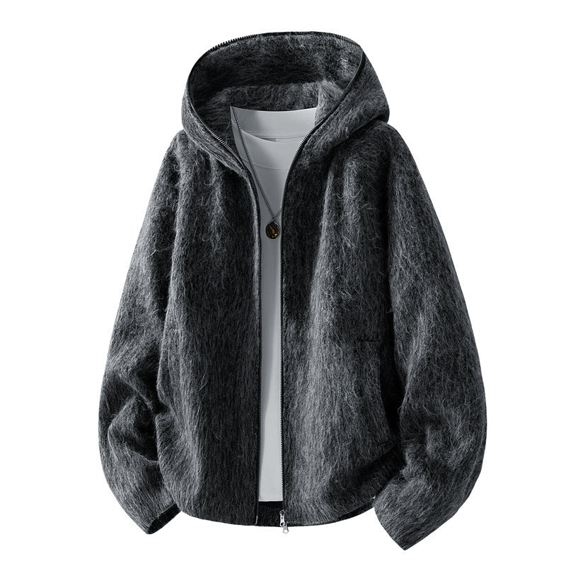 Herren Bequeme Fleecejacke mit Kapuze Drune