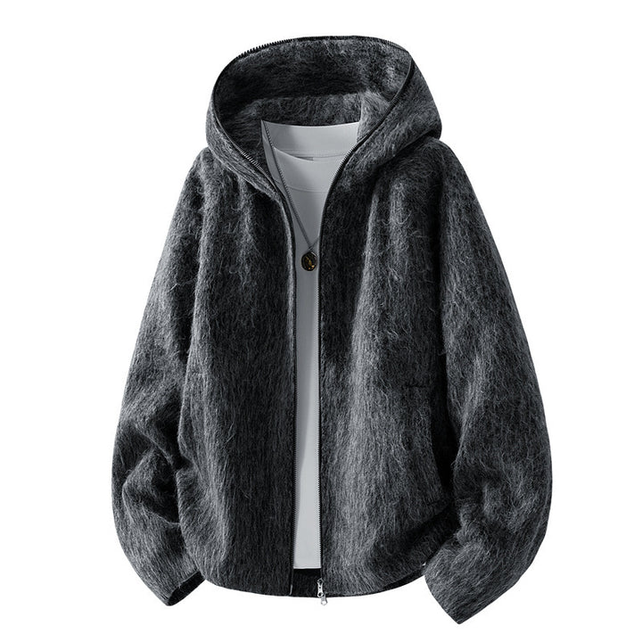 Herren Bequeme Fleecejacke mit Kapuze Drune