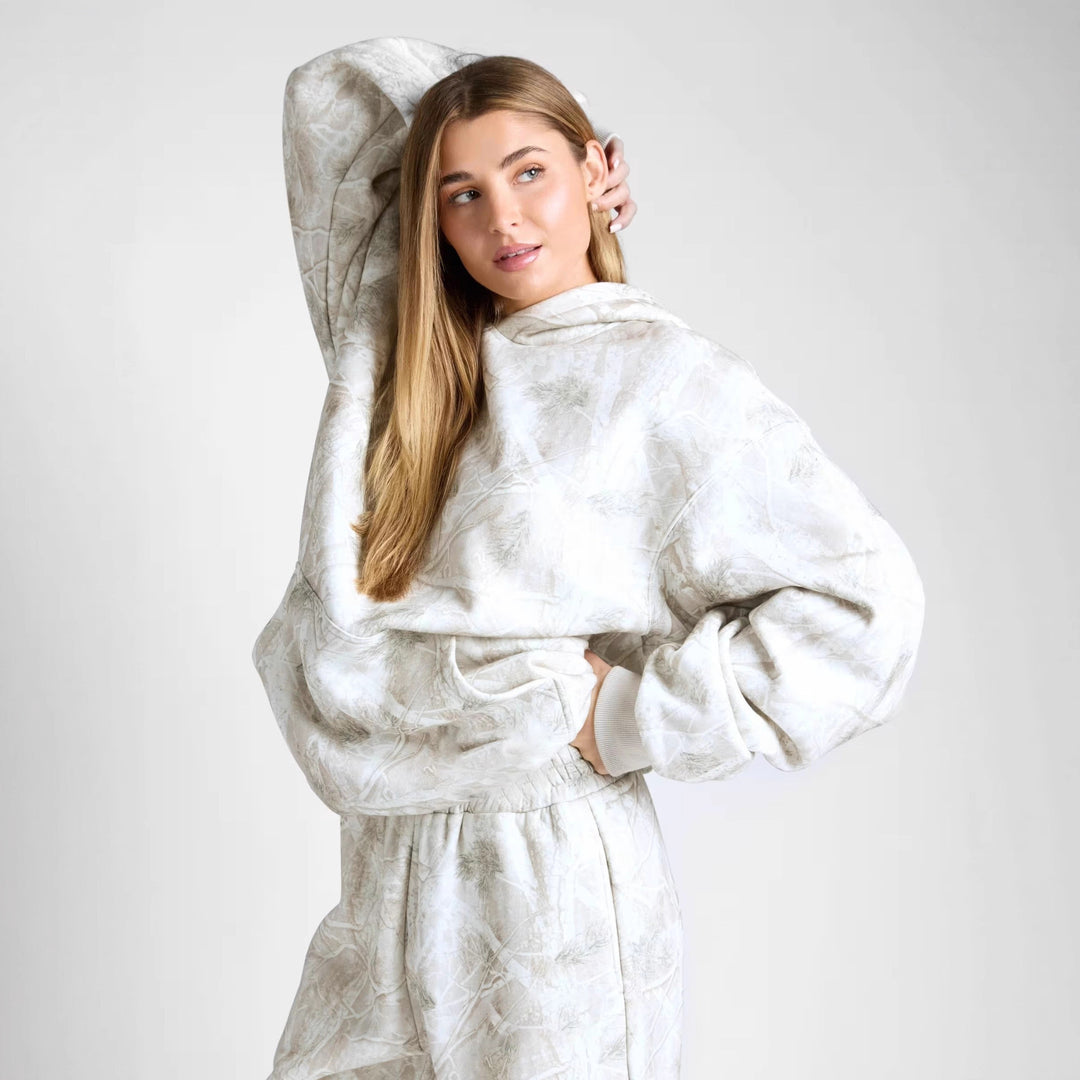 Damen Oversized Kapuzenpullover im Camouflage-Design Drune