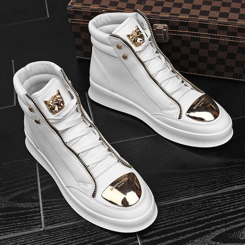 Damen High-Top Sneakers mit goldenen Details und Reißverschluss von Drune