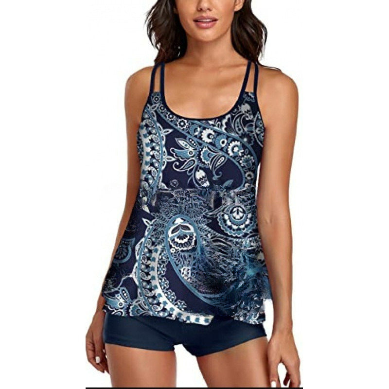 Damen Sportliches Tankini-Set mit bequemem Shorts und verstellbaren Trägern Drune
