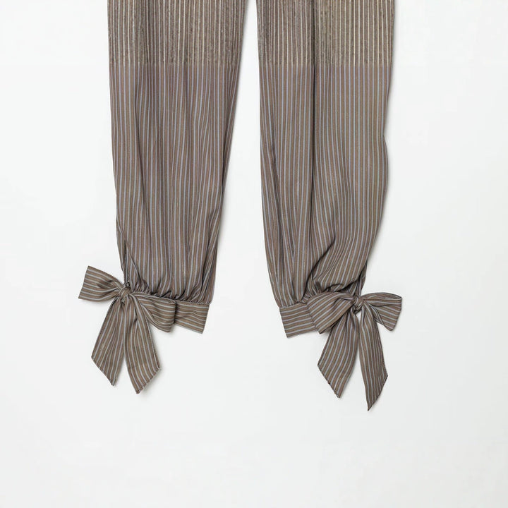 Damen Gestreifte Relaxed-Hose mit elastischem Taillenbund und bindbaren Knöchel-Schleifen Drune