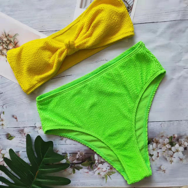 Damen Bikini-Set mit strukturierter Oberfläche und modischem Knoten Drune