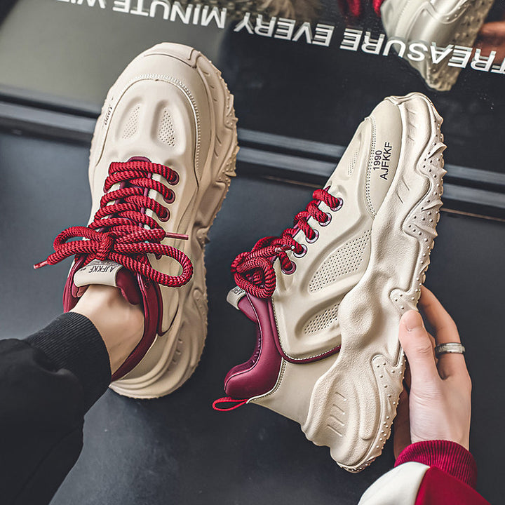 Damen klobige Plateausneaker mit perforiertem Obermaterial gepolstertem Knöchelkragen und griffiger Wellenlaufsohle Drune