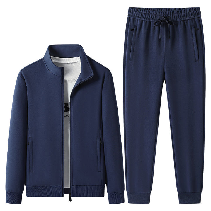 Herren Freizeit-Trainingsanzug Set mit Stehkragen Reißverschlussjacke und Jogginghose aus French Terry Drune