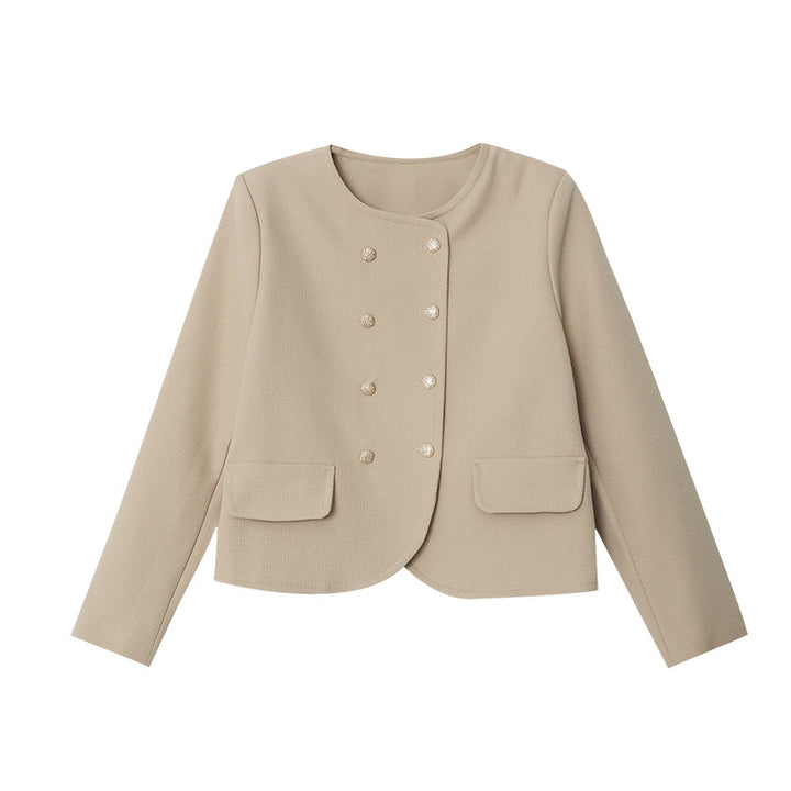 Damen modische Bouclé-Jacke mit doppeltem Knopfverschluss Drune