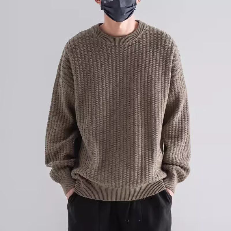 Herren Gemütlicher Grobstrickpullover mit Rundhalsausschnitt Drune