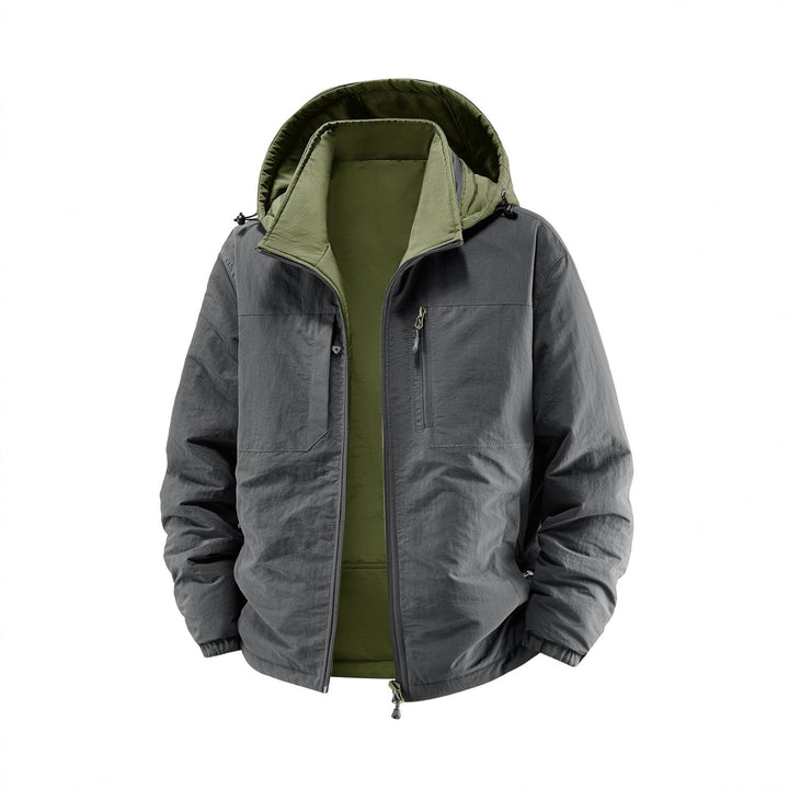 Herren Thermo-Fieldjacke mit Fleece-Innenfutter, Kapuze und Fronttaschen Drune